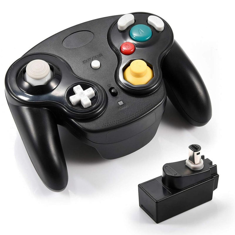 Veanic 2.4G Wireless Gamecube Controller Gamepad Gaming Joystick with Receiver for Nintendo Gamecube,Compatible with Wii (Black) - Image 1